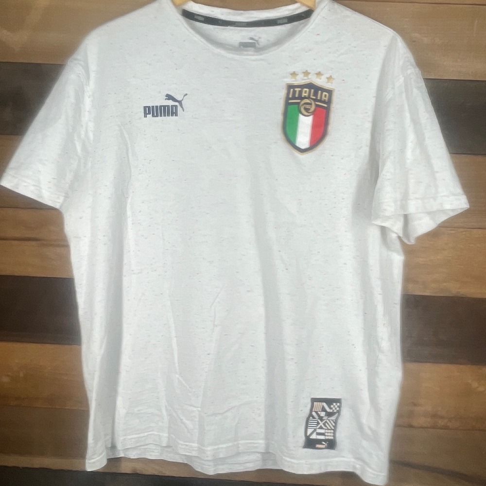 Puma Italia Soccer T-Shirt Mens Size M White Italy Football